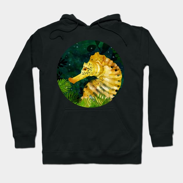 Yellow Seahorse Hoodie by KatherineBlowerDesigns